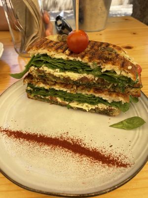 Vegan mafia sandwich   at Nibs Healthy Bar in Menorca