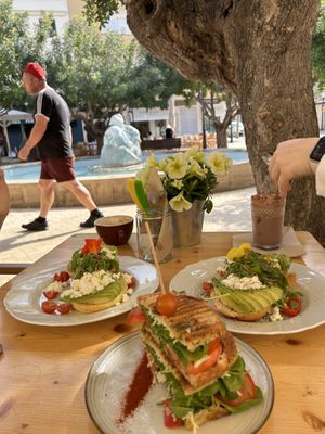 Only sandwich is vegan in picture, other has egg & feta  at Nibs Healthy Bar in Menorca