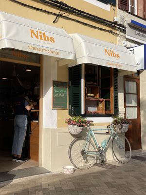 Cafe but best seating is outside!  at Nibs Healthy Bar in Menorca