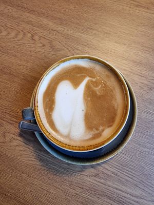 Oatmilk latte at Laurents in West London