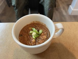 Cup of chili   at Real Roots Cafe in Chattanooga