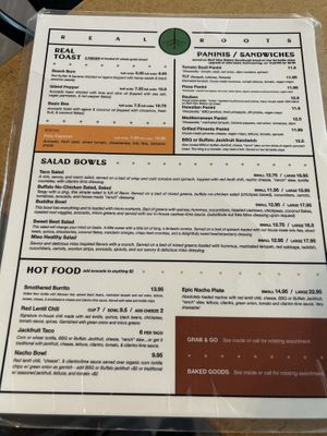 Menu  at Real Roots Cafe in Chattanooga
