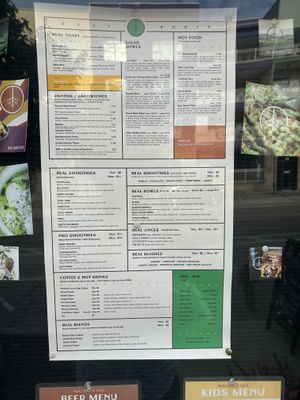 Menu  at Real Roots Cafe in Chattanooga