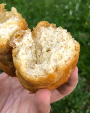 Plantain dumpling inside  at Caribbean Kitchen in Stourbridge