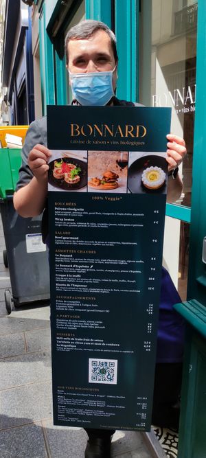 Menu at Bonnard in Paris
