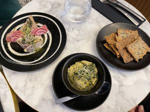 Starters: wrap Breton and hummus at Bonnard in Paris