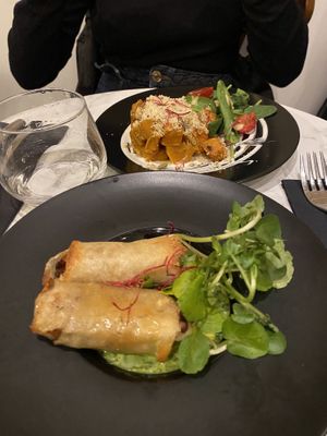 Entrees : nems and butternut crumble at Bonnard in Paris