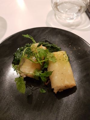 Rice  and mushroom nem at Bonnard in Paris