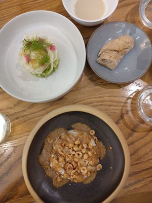 A trio with fennel and cauliflower hazelnut dish at Bonnard in Paris