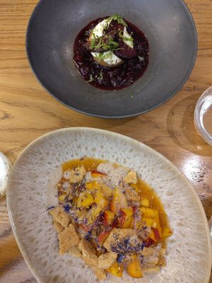 Peach crumble and prune cake at Bonnard in Paris