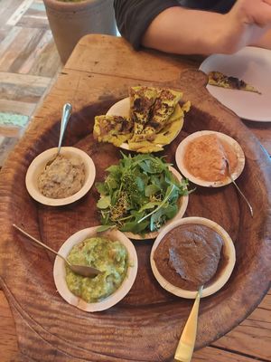 Starter, fresh dips, salad and bread  at Dane & Port - Natural Kitchen in Bournemouth