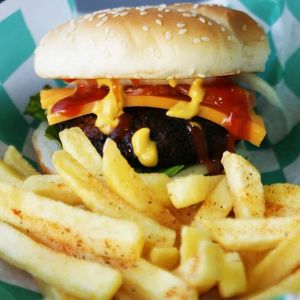 Yankee Burger at Cow's Revenge Vegan in Panama City