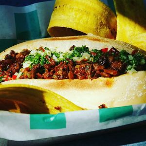 Choripan Tableño at Cow's Revenge Vegan in Panama City