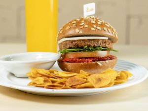 The Italian Queen burger at Veggie Queen in Panama City