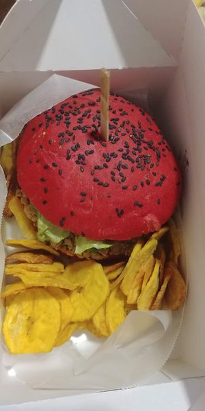 La Monarca

Tofu Burger with Champignons in tempura with oatmeal. Beet bread, Alioli vegan sauce, avocados, tomatoes & lettuce at Veggie Queen in Panama City