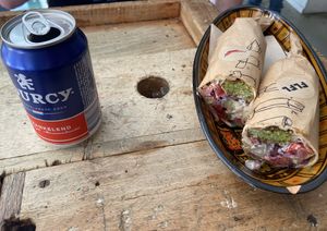 Sparkling water and regular spicy wrap: tasty  at FLFL - Utrecht in Utrecht
