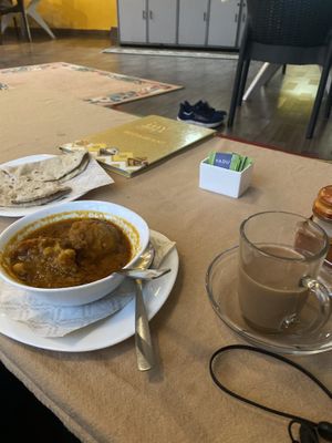 Kofta curry with chapati and soy chai of course  at Joy Food in Dharamkot