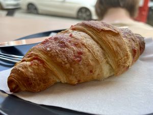 Vegan raspberry croissant   at Frankie Coffee in Glasgow