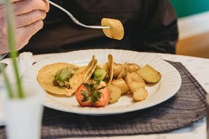 Breakfast tacos with potatoes using local, organic handmade tortillas at Garden Grove Inn in Union Pier