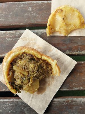 Sri lankan curry pie (potato + cauliflower) $10.00 at Pie Thief in Footscray