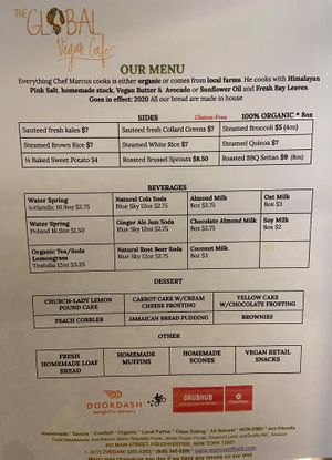 Menu at The Global Vegan Cafe  in Poughkeepsie