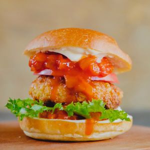 Spicy burger🌶 at Hope Burger ほーぷバーガー in Takamatsu