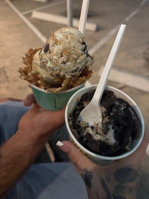 1 generous scoop of Vegan PB honeycomb with oreo topping.  at Van Leeuwen in Houston