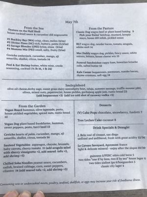 Very vegan friendly food menu at Sea Wolf Tybee in Tybee Island