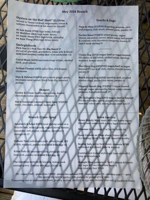 Menu  at Sea Wolf Tybee in Tybee Island