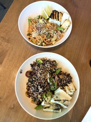 Glow bowl and forbidden rice bowl  at Flower Child in Denver