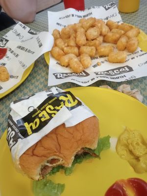 Rascal burger and potato tots at Rascal in Charlestown