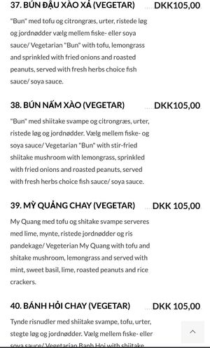 Updated menu 1 at Pho C&P in Aarhus