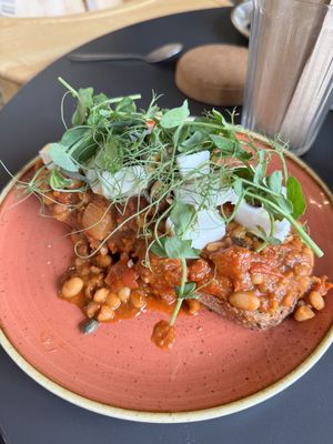 Vegan Beans on Toast breakfast  at Tarmachan in Ballater