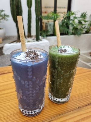 Blue Ocean and Green power smoothie 💙💚 at iVegan Supershop Da Nang - Healthy Plant Based Cafe in Da Nang