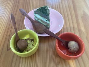 Matcha cake and protein balls  at iVegan Supershop Da Nang - Healthy Plant Based Cafe in Da Nang