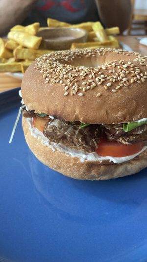 Tempeh bagel with cream cheese  at iVegan Supershop Da Nang - Healthy Plant Based Cafe in Da Nang