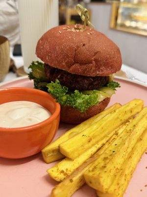 Vegan meat burger (130k VND)  at iVegan Supershop Da Nang - Healthy Plant Based Cafe in Da Nang