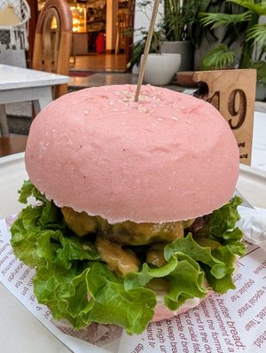 Vegan meat burger (not beyond) at iVegan Supershop Da Nang - Healthy Plant Based Cafe in Da Nang