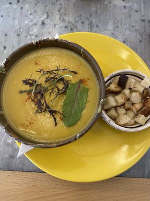 Potato and leek soup was very tasty at Local in Sibiu