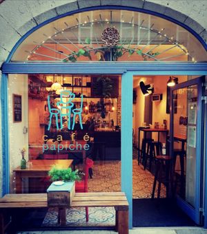 The café's store front at Café Papiche in Toulouse