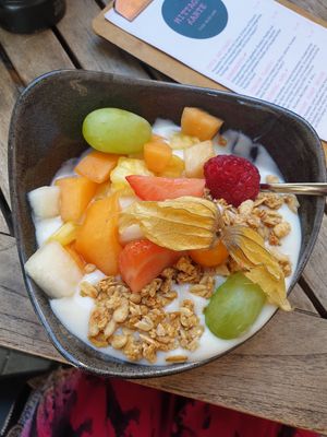 Vegan soy Joghurt with fruits and granola at Cotidiano - Pasing in Munich