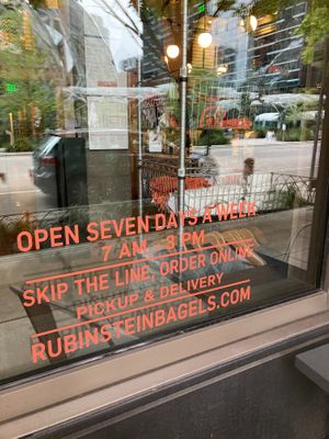 Hours. 2021 at Rubinstein Bagels in Seattle