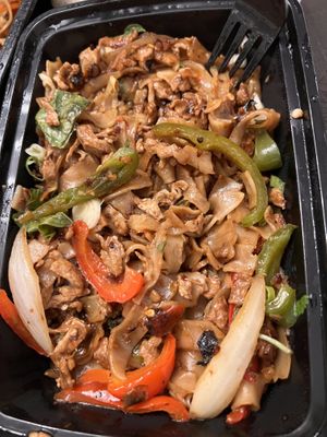 Drunken noodles with vegan beef   at Thai Silk in Orlando