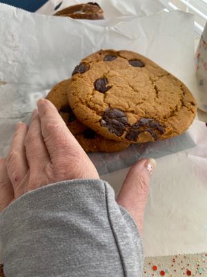 Large vegan chocolate chunk cookies vegan $2.50 each  at Pacific Sourdough in Waldport