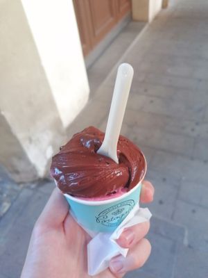 Dark chocolate and Orange (yes, the pink in the bottom). at Portogallo in Padua