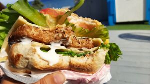 Vegan burger with vegan mayo!! at Kantina Antonis Rena in Kos