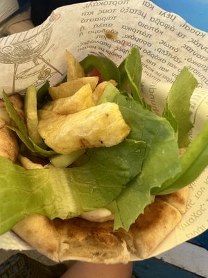 Pita with hummus and vegetables   at Kantina Antonis Rena in Kos
