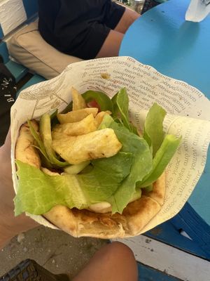 Pita with hummus and vegetables   at Kantina Antonis Rena in Kos