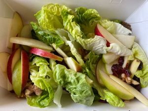Apple Cran Walnut Salad
Red and green apple slices mixed with toasted walnut, dried cranberries and mix raw vegetables, tossed with apple maple vinaigrette.  at Savor of Life in Kuala Lumpur