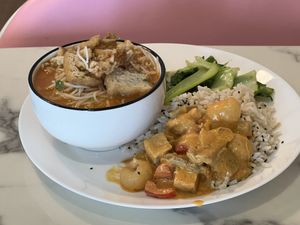 Penang curry and laksa (half of the food)   at Savor of Life in Kuala Lumpur